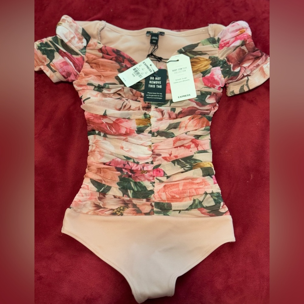 Express Floral Mesh Bodysuit XXS